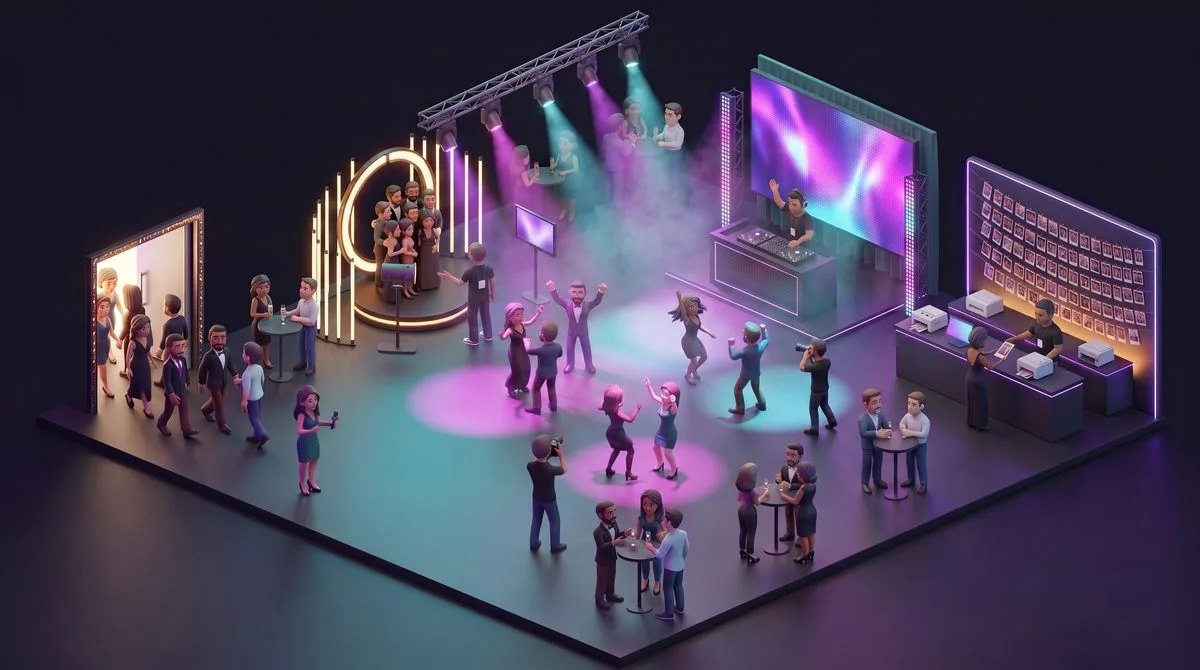 El plano de una fiesta cubierta por Content Booth
